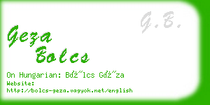 geza bolcs business card